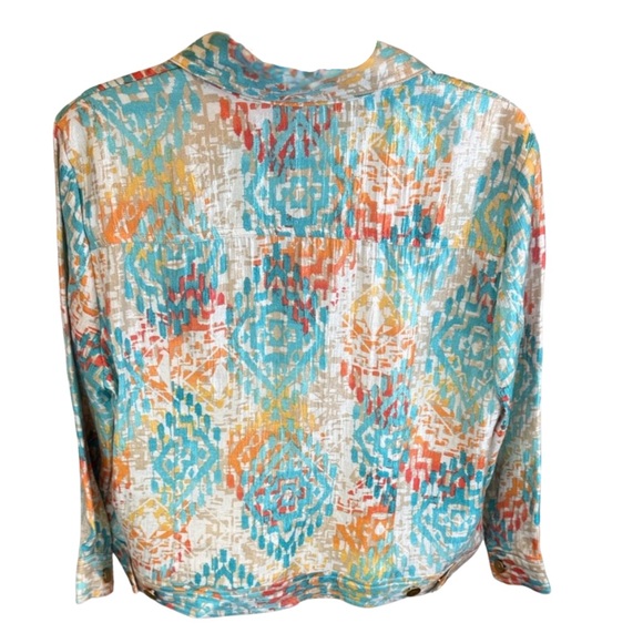 Ruby Rd. Multicolor Ikat Print Jacket – Size 12 - Picture 2 of 5